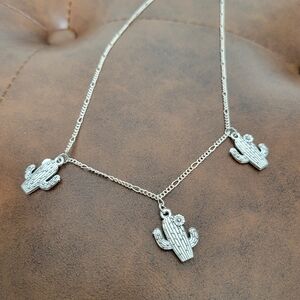 Cactus charm necklace
